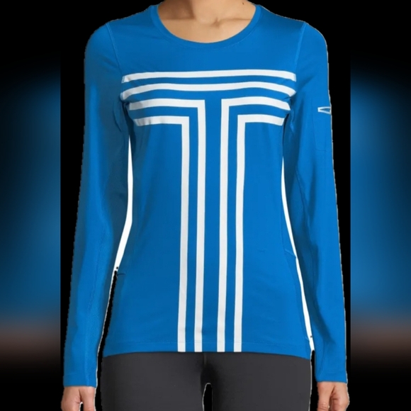 NWOT ❗️  Tory Sport cooling preference graphic T long sleeve top blur white s - Picture 1 of 15